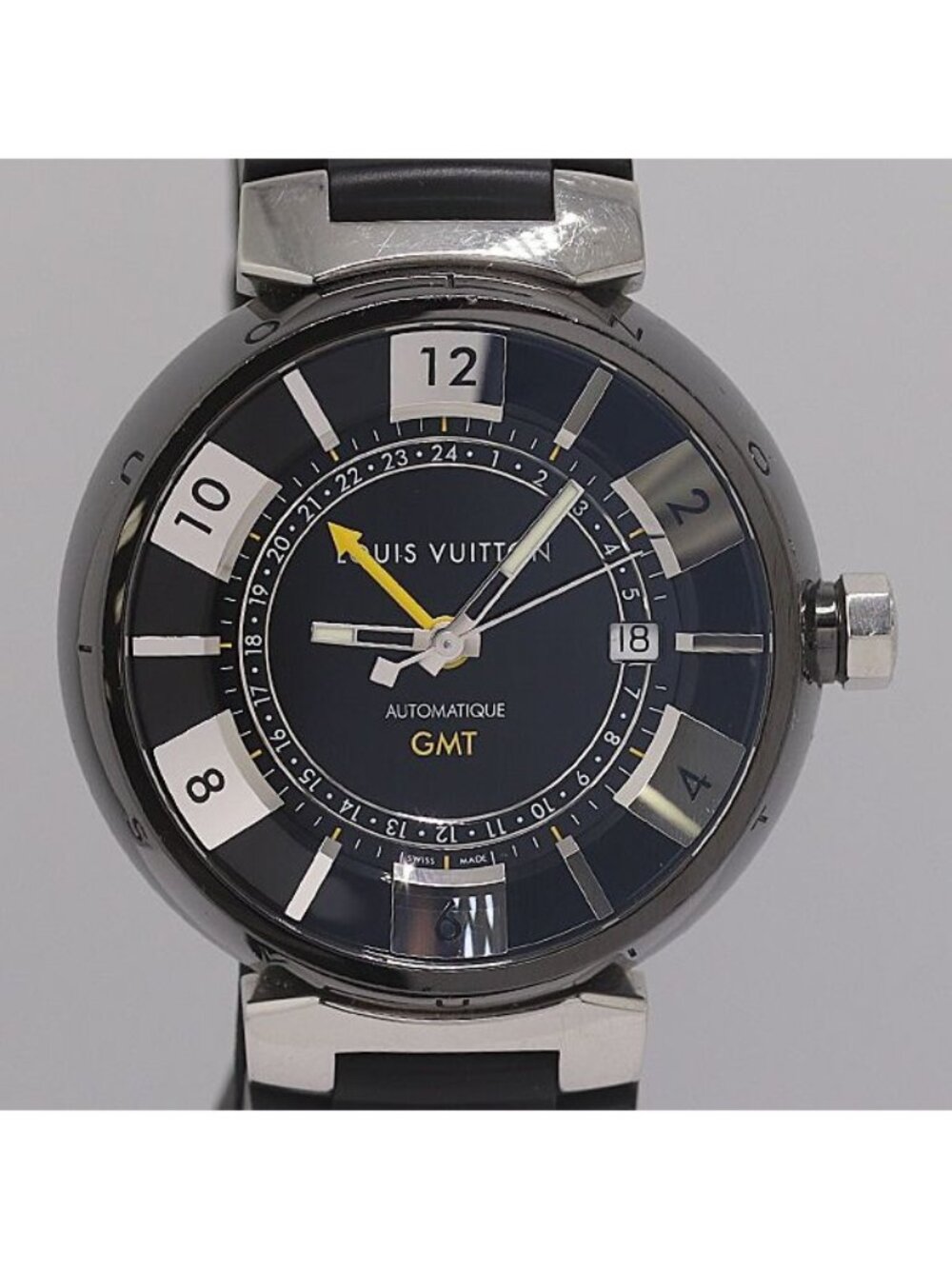Louis Vuitton Tambour in Black Automatic Dial Dual Time Watch
